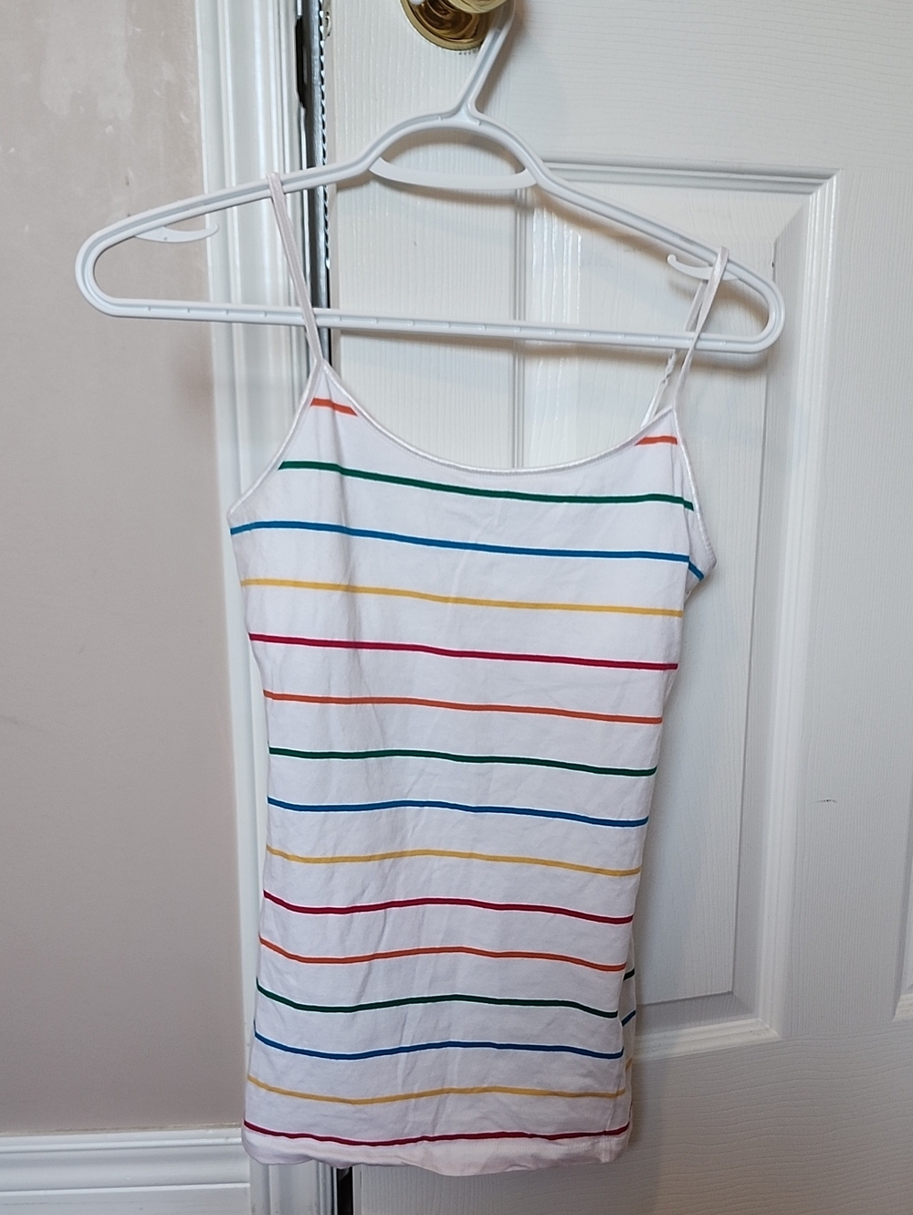 Aèropostale Y2K White Rainbow Striped Camisole With Adjustable Spaghetti Straps